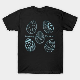 Happy Easter Blue Pattern T-Shirt